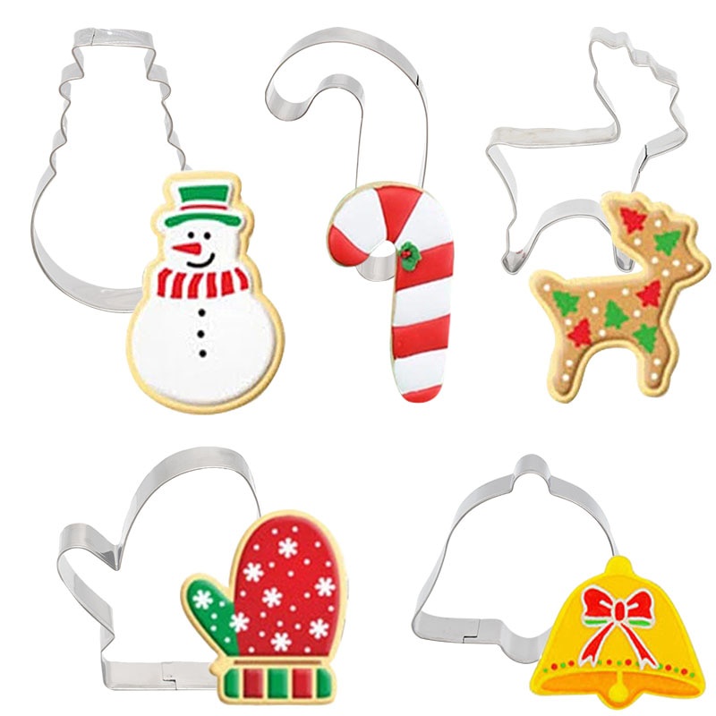 5pcs / Set Cetakan Kue / Biskuit / Roti Jahe / Snowman Tema Natal DIY