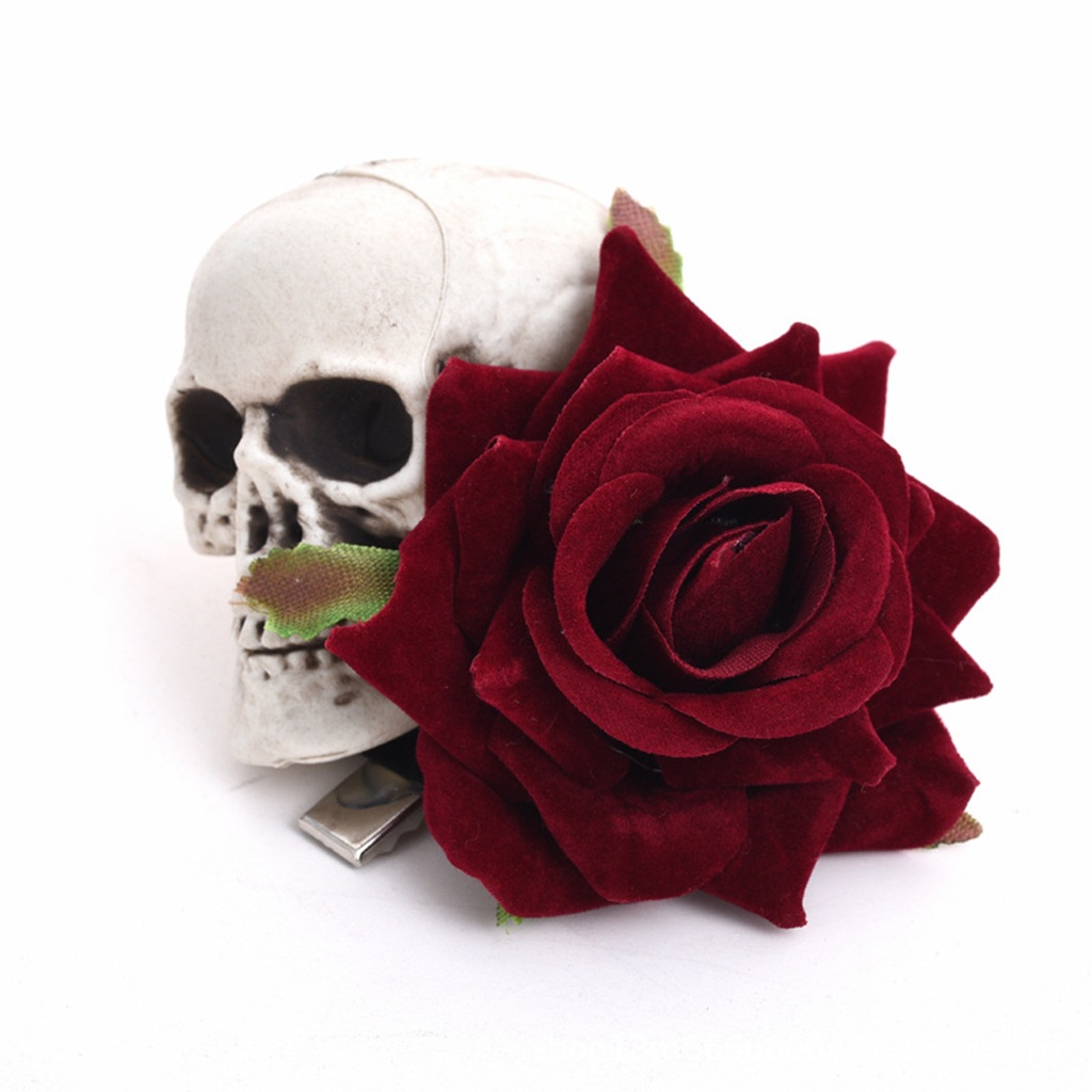 Jepit Rambut Tengkorak Mawar Women Skull Roses Hairclip 8571