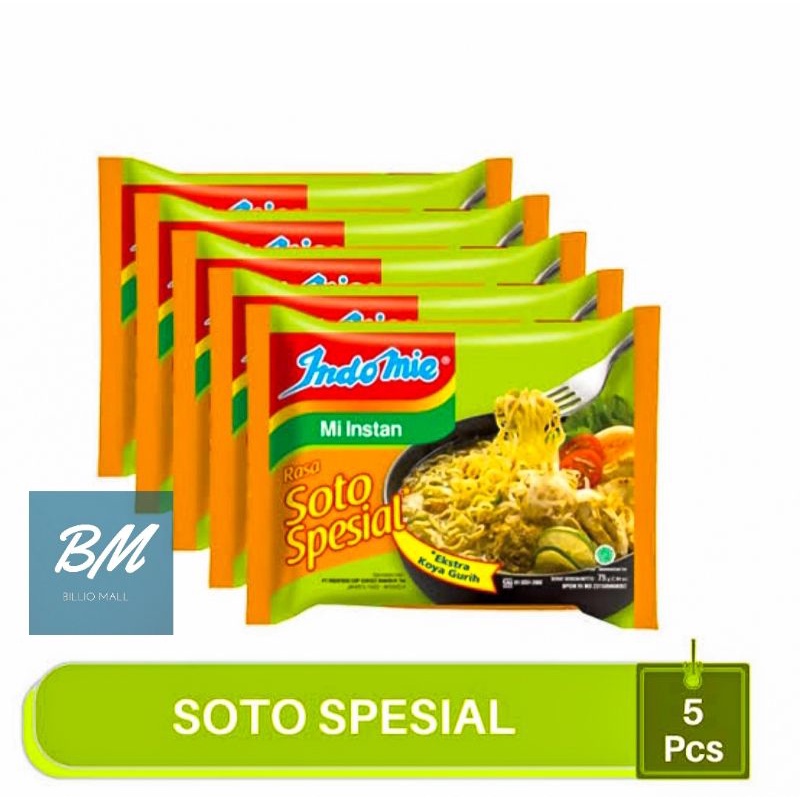 

Indomie Soto Spesial 5 Pcs / Mie Indomie Kuah Rasa Soto Spesial 5 Bungkus / Indomie Rasa Soto Spesial 5 x 75 gr