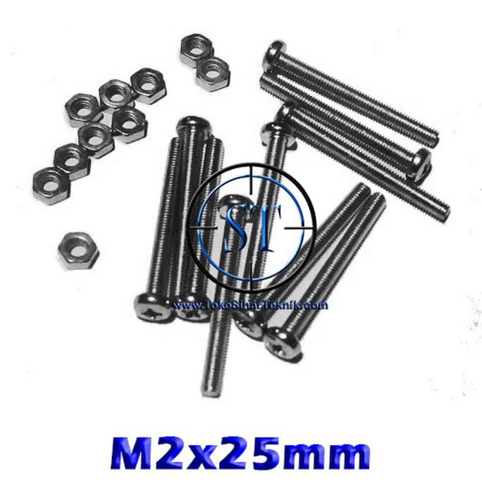 X10 Set Baut Mur M2 X 25Mm Tamiya  2X25 2 X 25 Mm Ns614 Ns711 Ns712 Sitekni88 Berkualitas