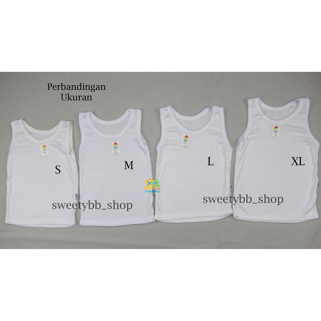 6pcs singlet anak putih polos agree kidz / kaos dalam balita / kaos kutang