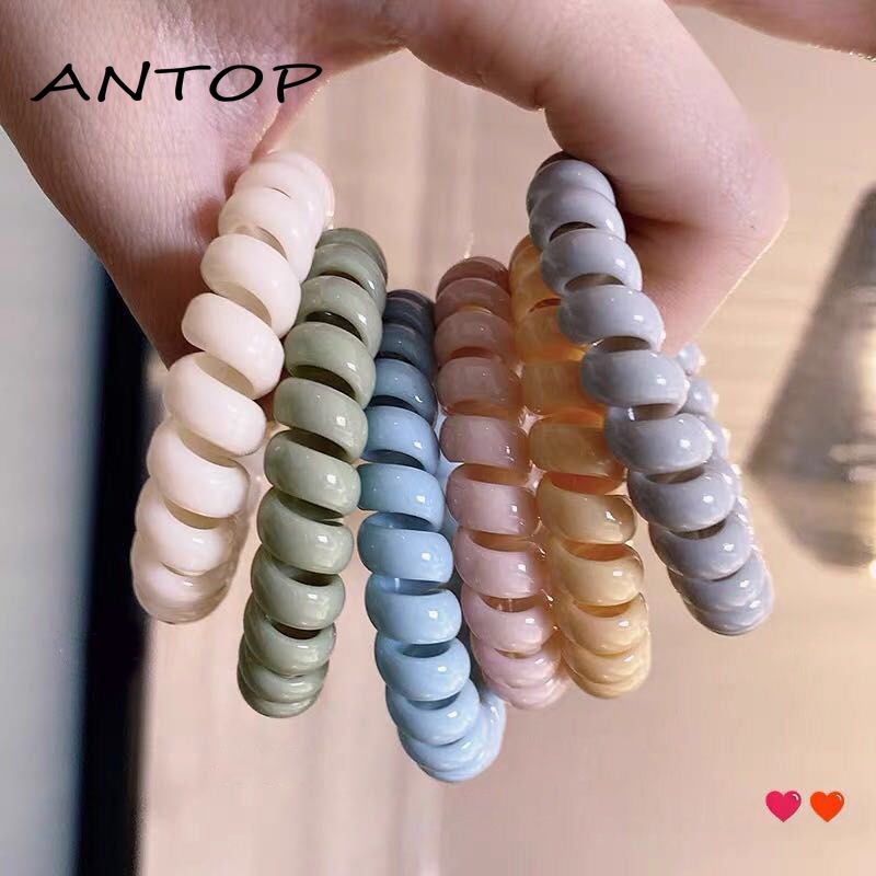 Korea Permen Warna Rambut Cincin Telepon Kawat Kepala Tali Wanita Sederhana Karet Gelang Tidak Ada Jejak Ekor Kuda Hiasan ANTOP