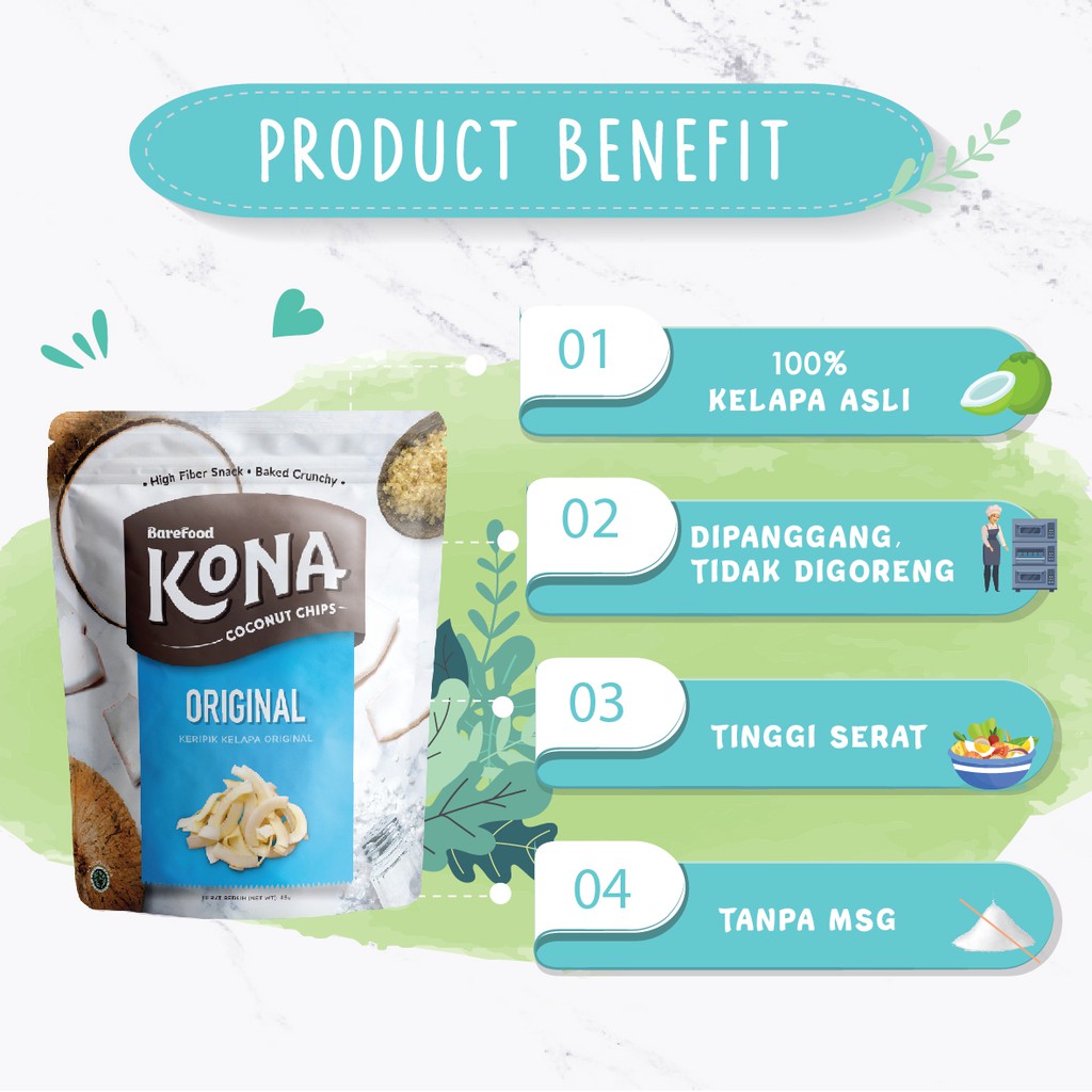 BAREFOOD KONA COCONUT CHIPS KERIPIK KELAPA | SNACK CEMILAN DIET SEHAT