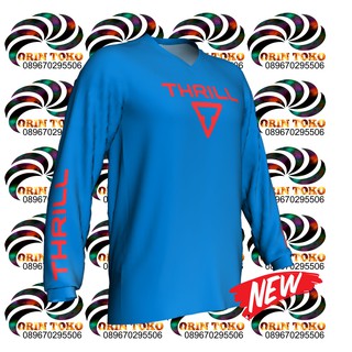  Jersey  Sepeda  dan Trail THRILL  Biru List Merah Shopee 