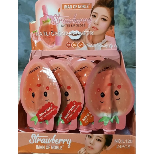 ECER!!LIP GLOSS SASET STRAWBERRY IMAN OF NOBLE 3WARNA NO.L120-1