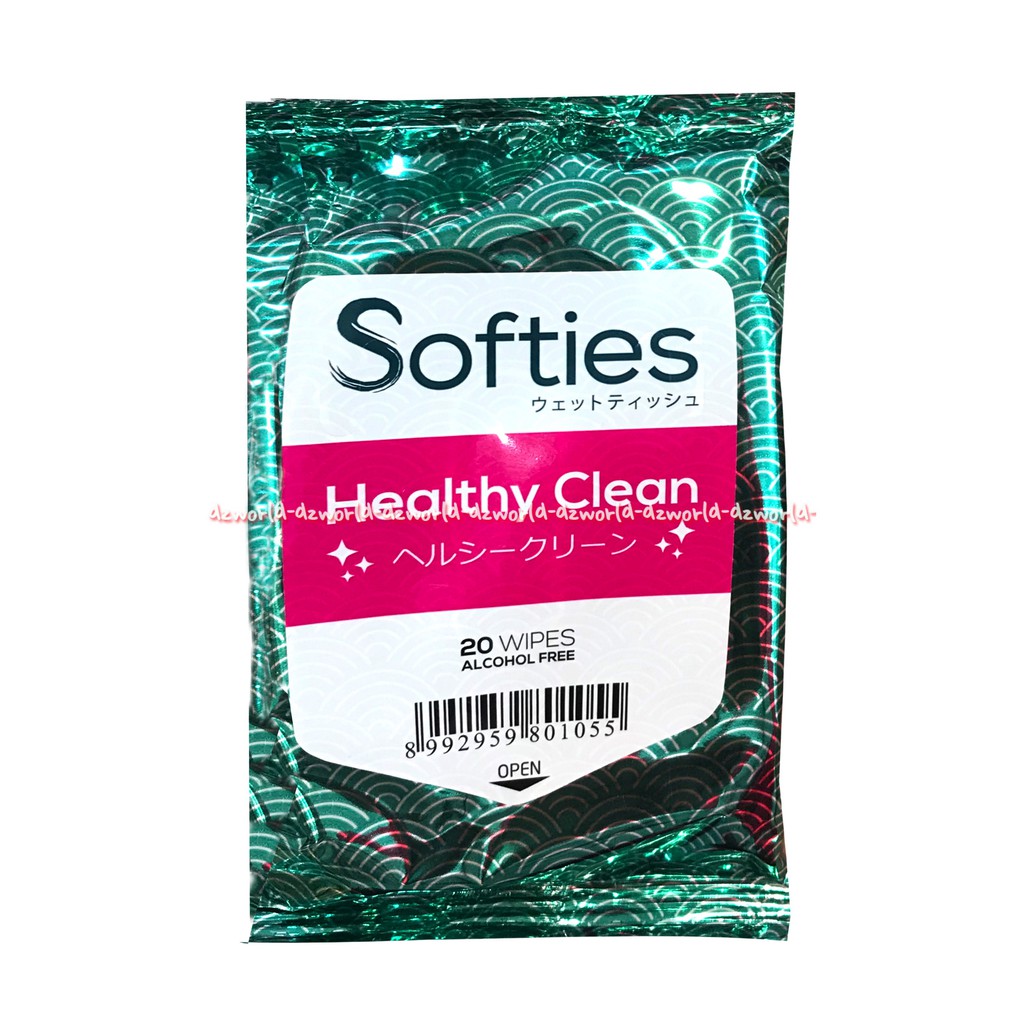 Softies Healthy Clean 20Wipes Tissue Basah Wet Tisue Wajah Free Alkohol