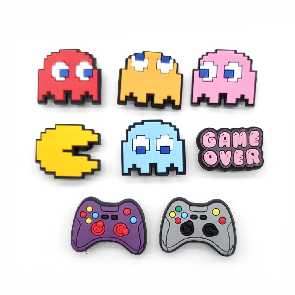 Pac-man Jibbitz Lubang Sepatu Crocs Pin Tema permainan kartun shoe charms sandal Accessories DIY Dapat Dilepas decorate Untuk Hadiah anak-anak