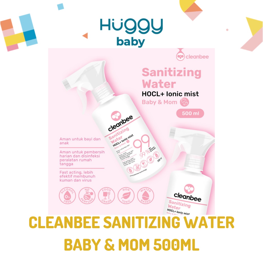 Cleanbee HOCL Sanitizing Water BABY &amp; MOM Food Grade 500ml PINK