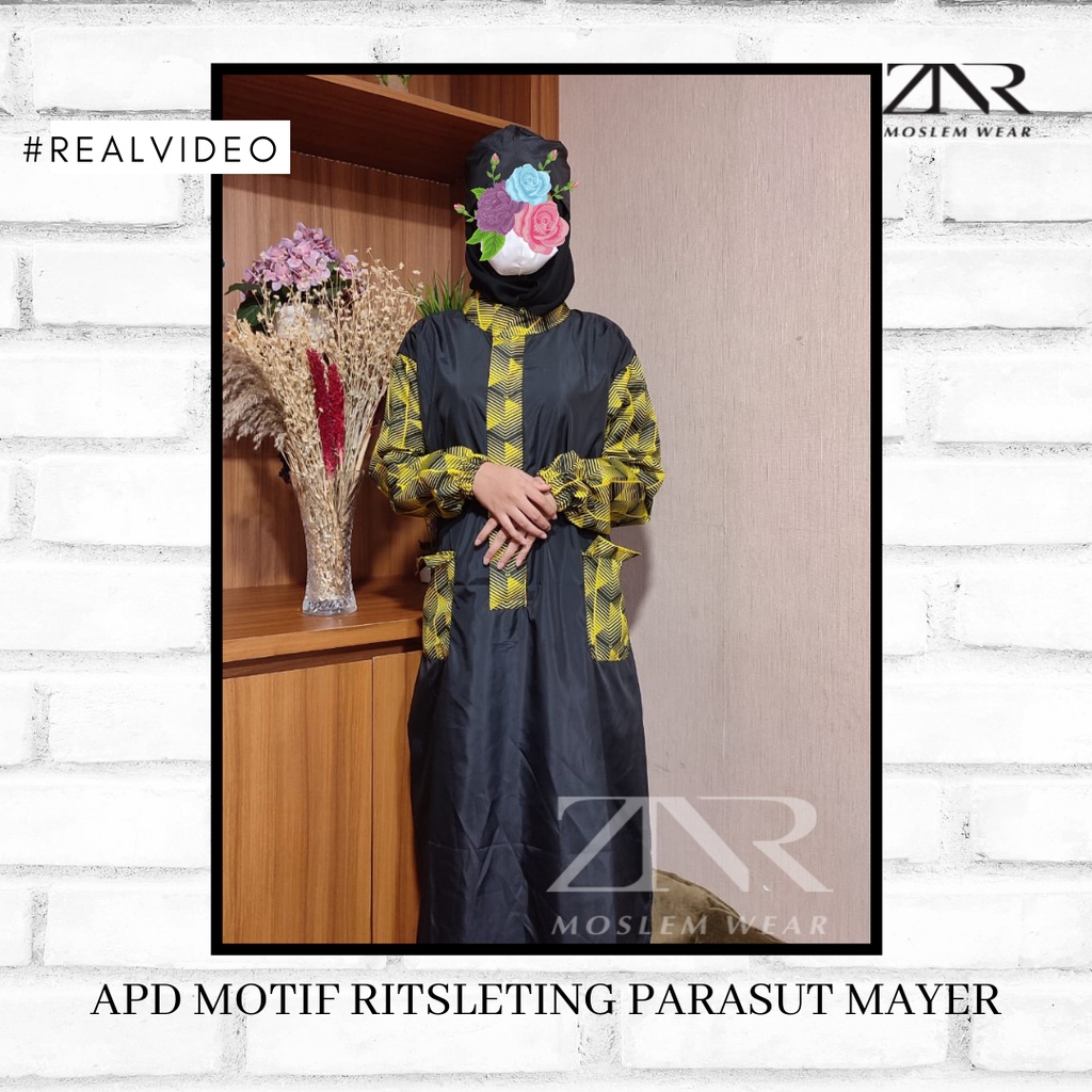 APD Surgical Gown Ritsleting Zipper Medis Waterproof bahan Parasut Mayer Motif by ZNR Muslimah