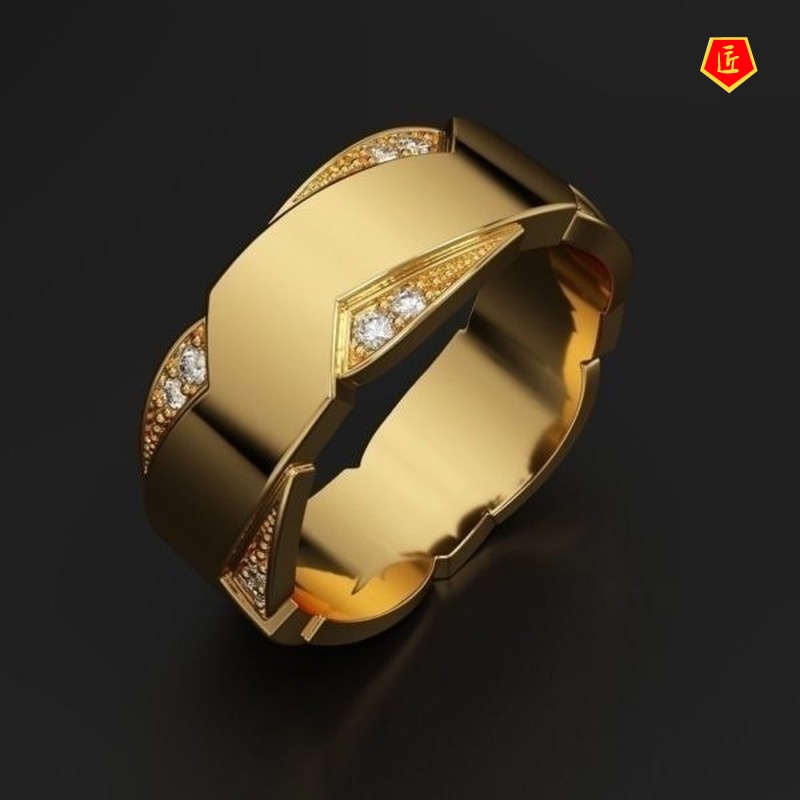 [Ready Stock]Fashion 18K Gold Diamond Ring Refined Personalized