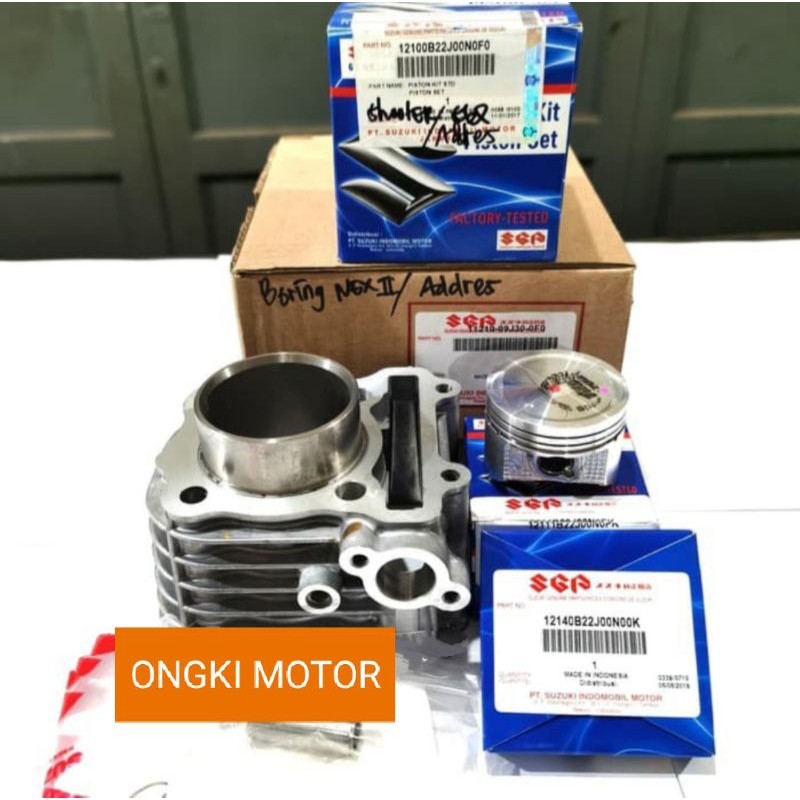 CYLINDER SILINDER BLOK SEHER SET PISTON SET SUZUKI ADDRESS NEX 2 ORI SGP