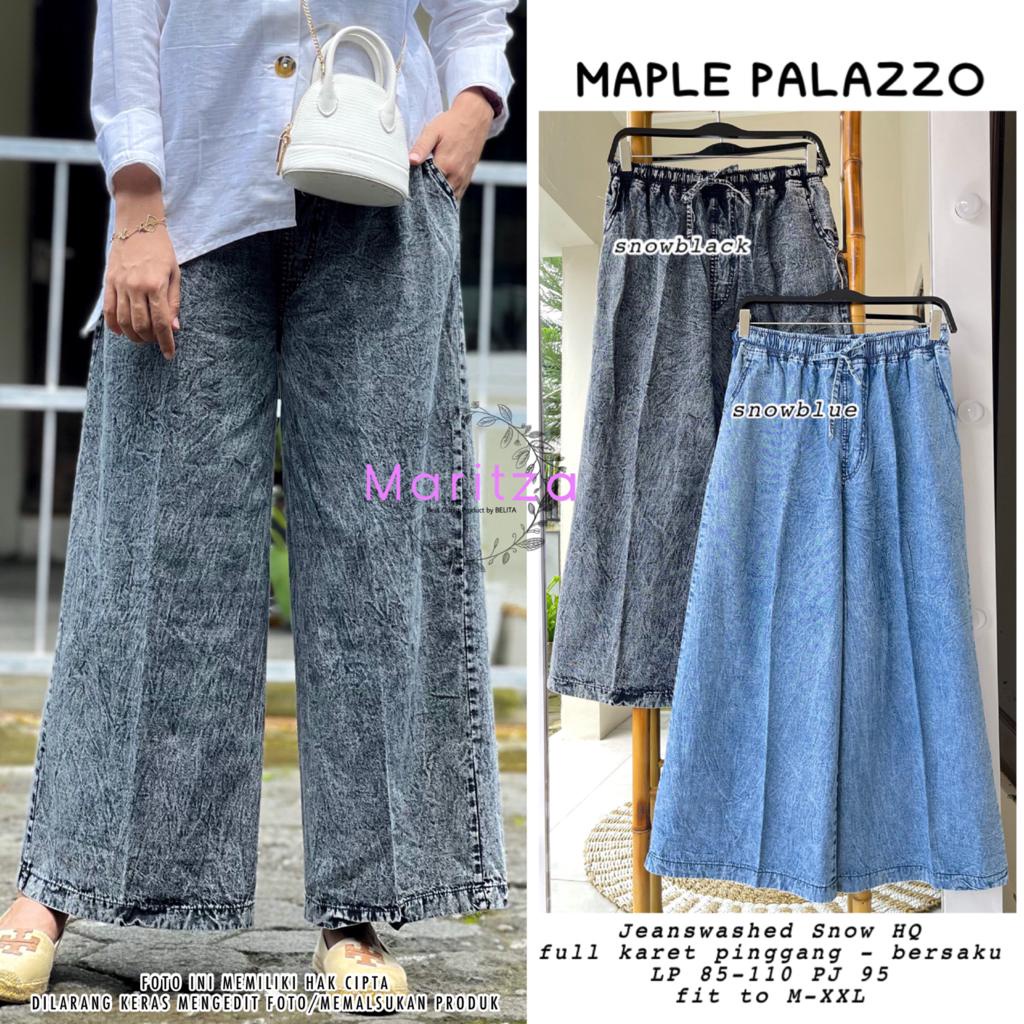 Celana Kulot Jeans Wanita Denim Premium Bawahan Wanita Murah-Mapple Palazzo Black
