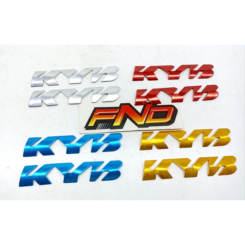 EMBLEM SHOCK DEPAN KYB LOGO SKOK DEPAN KYB CNC UNIVERSAL SET KANAN KIRI WARNA