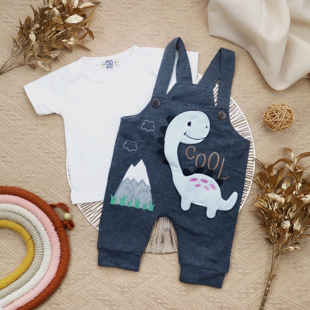 BARU! LIX001 - 2in1 Overall fashion Dinosaur bayi cowok laki-laki baju kodok Pergi Jalan Casual