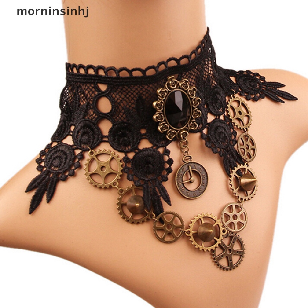 Mornin Kalung Choker Lace Gaya Gothic Vintage Steampunk Untuk Wanita