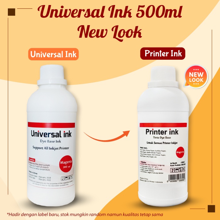Tinta Refill Universal Ink 500ML, Tinta Botol Dye Base Printer HP Canon Epson Brother