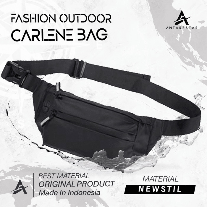 tas selempang pria waterprof antarestar waistbag anti air tas slempang   hitam m4c6  sling bag pria 