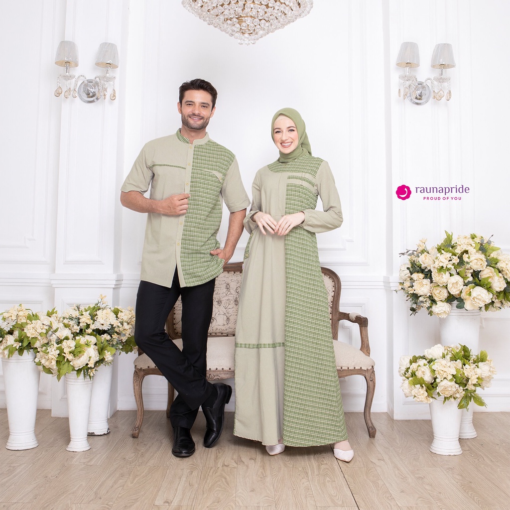 Jual Rauna gamis couple terbaru 2022 baju couple pasangan kekinian