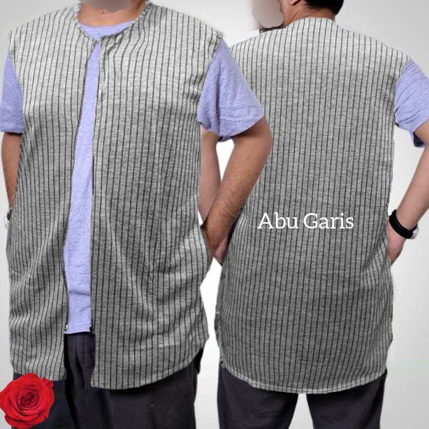 Sholat-Rompi- Rompi Sholat Pria, Baju Muslim Pria - Abu Tua Garis, Xxl -Rompi-Sholat.