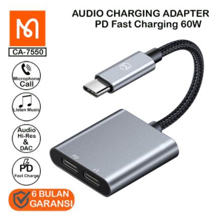 MCDODO CA-7550 AUDIO ADAPTER TYPE C TO TYPE C CHARGING + AUDIO + CALL