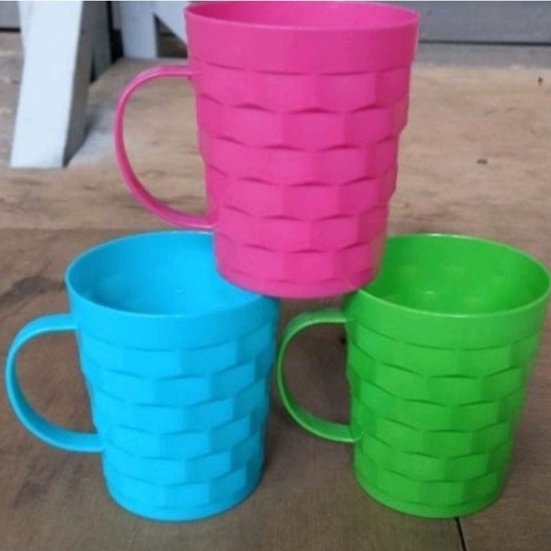 CANGKIR PLASTIK MOTIF TIKAR/GELAS PLASTIK GAGANG