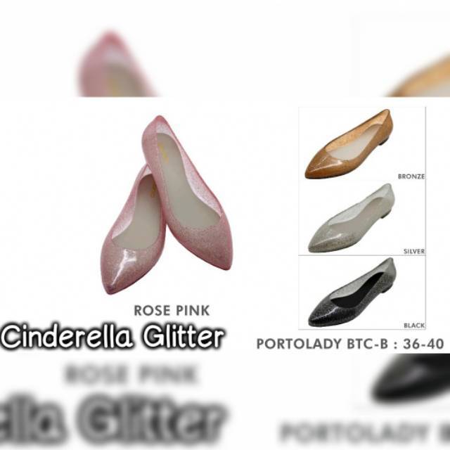 Sepatu Karet Wanita Dewasa Women Jelly Flat Shoes CINDERELLA GLITTER Blink Murah