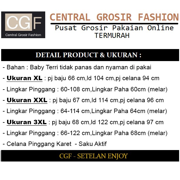 Setelan Enjoy - Central Grosir Fashion (CGF) - Ukuran XL-3XL - Matt Baby Terri