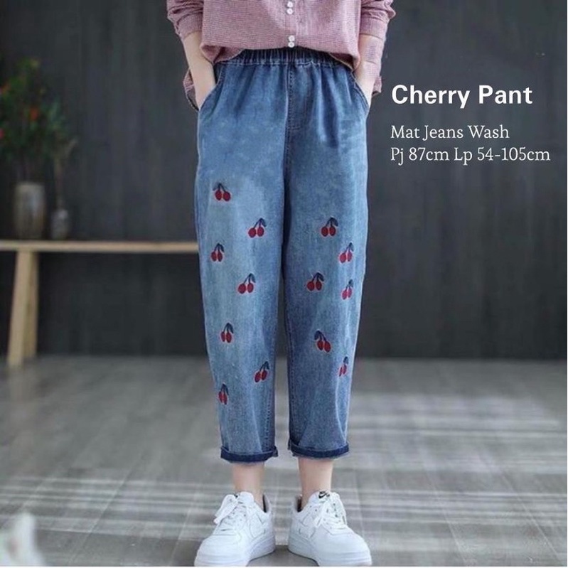 CHERRY PANTS || CELANA JEANS MOTIF BORDIR
