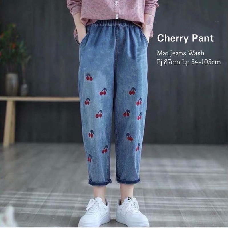 CHERRY PANTS || CELANA JEANS MOTIF