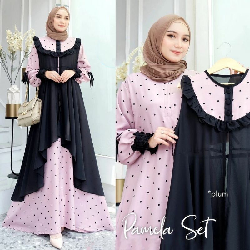 Pamela set 2in1 dress maxi fashion muslim remaja wanita