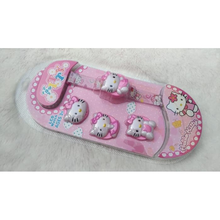 Super Murah! JAM TANGAN ANAK PEREMPUAN HELLO KITTY KEPALA SET DIGITAL MURAH