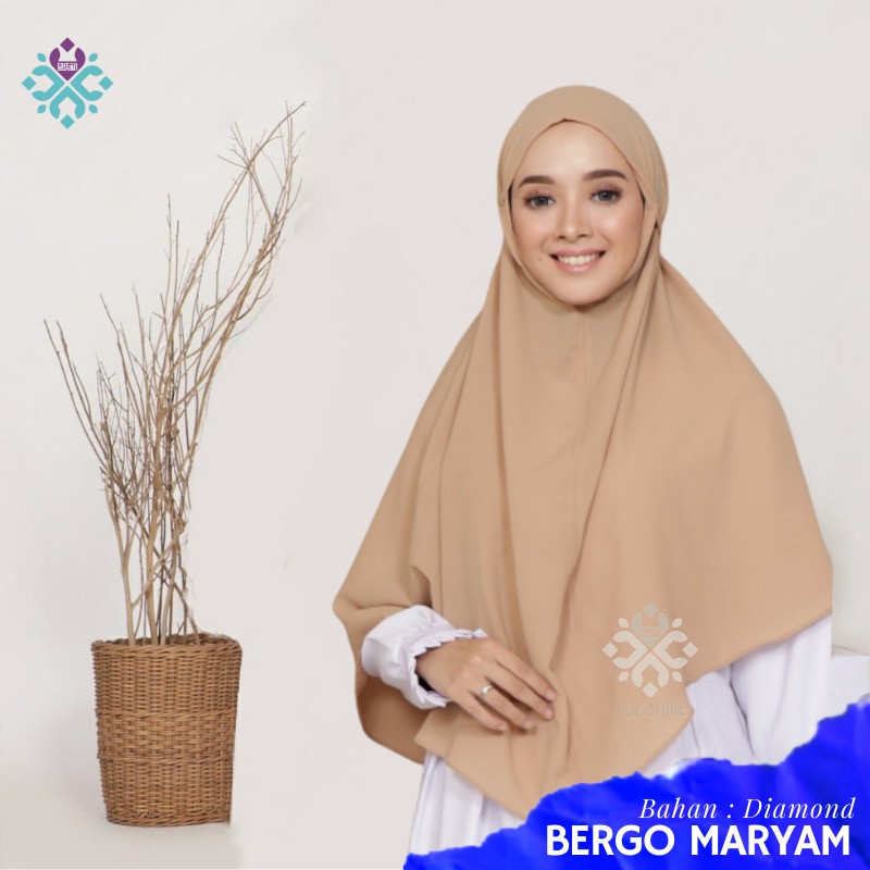 Bergo MARYAM Diamond || Khimar Jumbo Non Pad Hijab Instan Jilbab Syari Kerudung Mariam Tali  Tanpa P