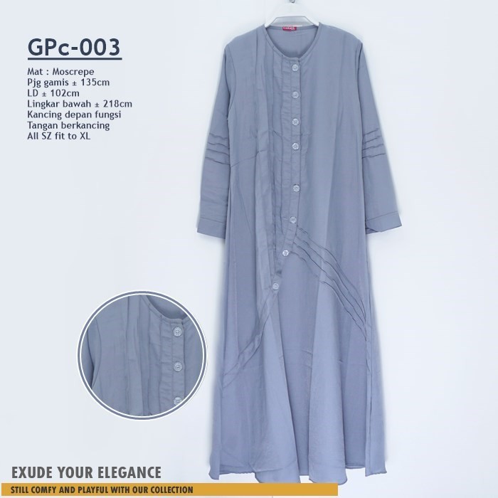 Gamis Polos Rempel Terbaru bahan Moscrepe kode GPc