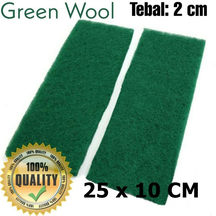 Green Coarse Wool media filter kapas busa hijau 25 x 10 cm