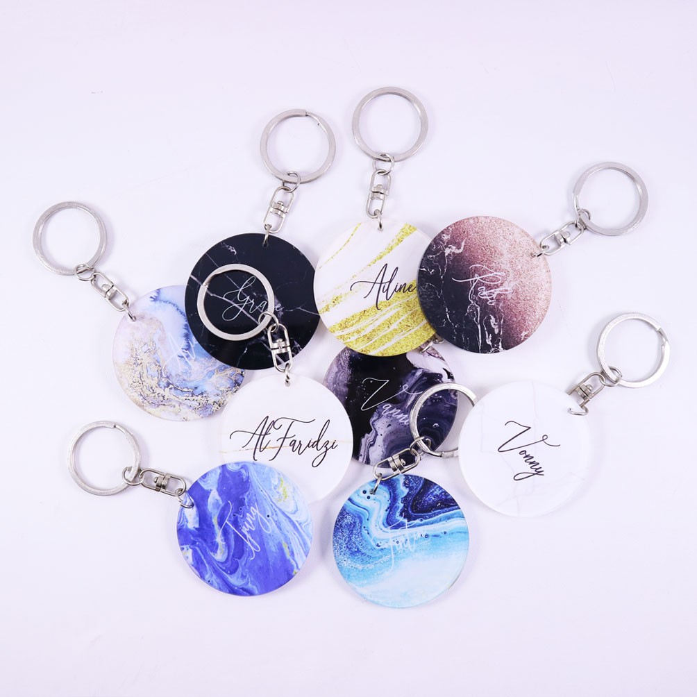 Gantungan Kunci Round | Keychain Akrilik | Marble