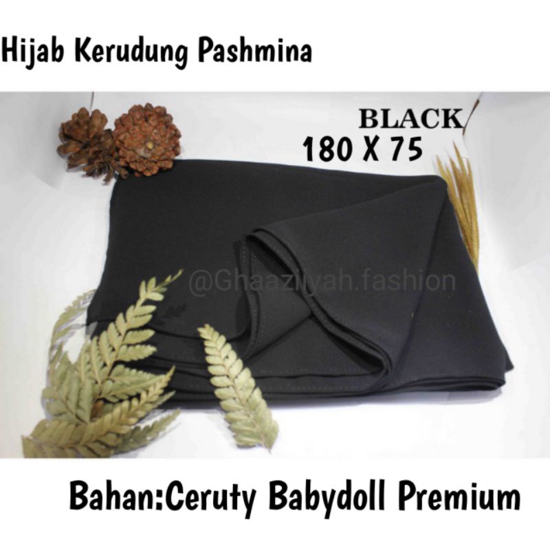 Hijab Pashmina Ceruty Babydoll Premium Ukuran 180x75 cm