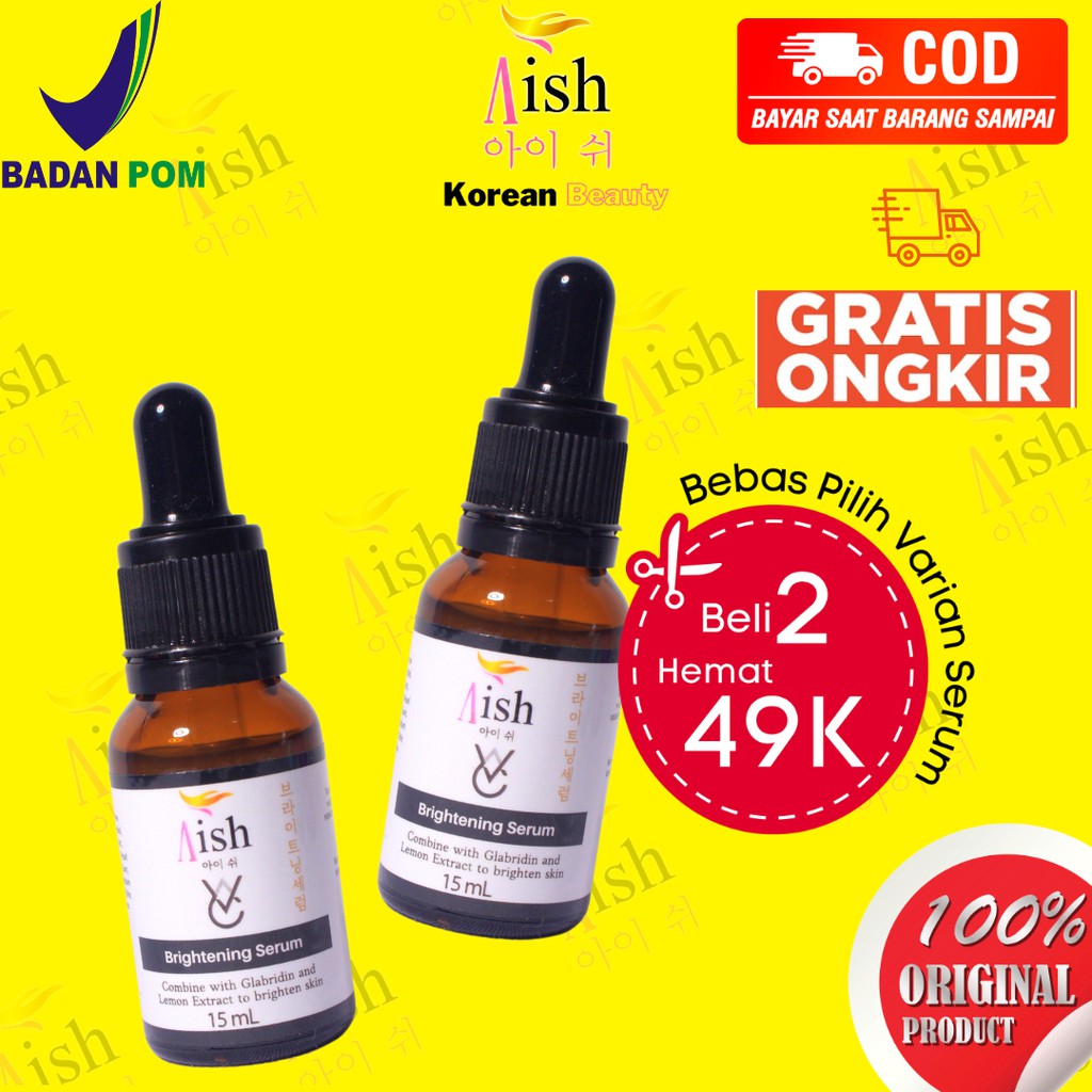 Aish Serum Brightening Isi 2 Mencerahkan Memutihkan Serum Ais Glowing Korea Original BPOM Halal