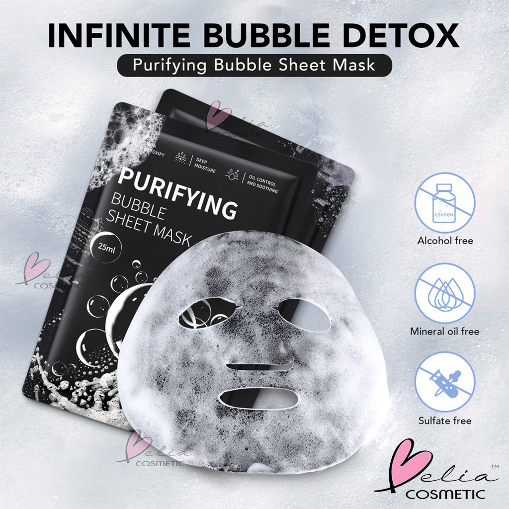 ❤ BELIA ❤ YOU Bubble Detox Purifying Bubble Sheet Mask | Charcoal 25ml | Y.O.U Skin Detoxify (✔BPOM)