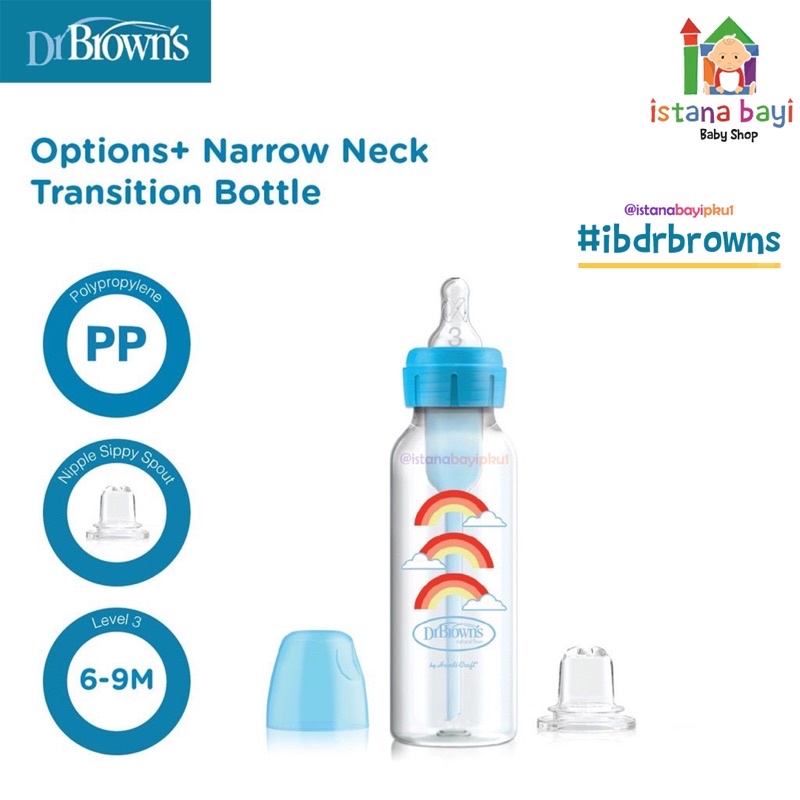 Dr.Brown's Transition Bottle Narrow Neck Options + 250 ml - Botol susu