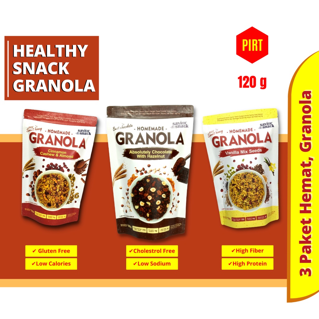 Jual PAKET HEMAT GRANOLA 3 VARIAN 120-g Crunchy Cinnamon Cashew Almond ...