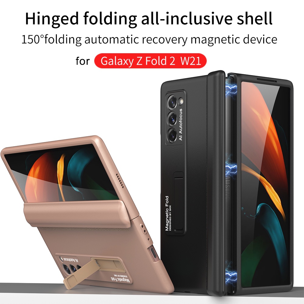 Magnetic Hinge Fold Case Funda for Samsung Galaxy Z Fold 2 5G Case Bracket Stand Hard Case for Samsu