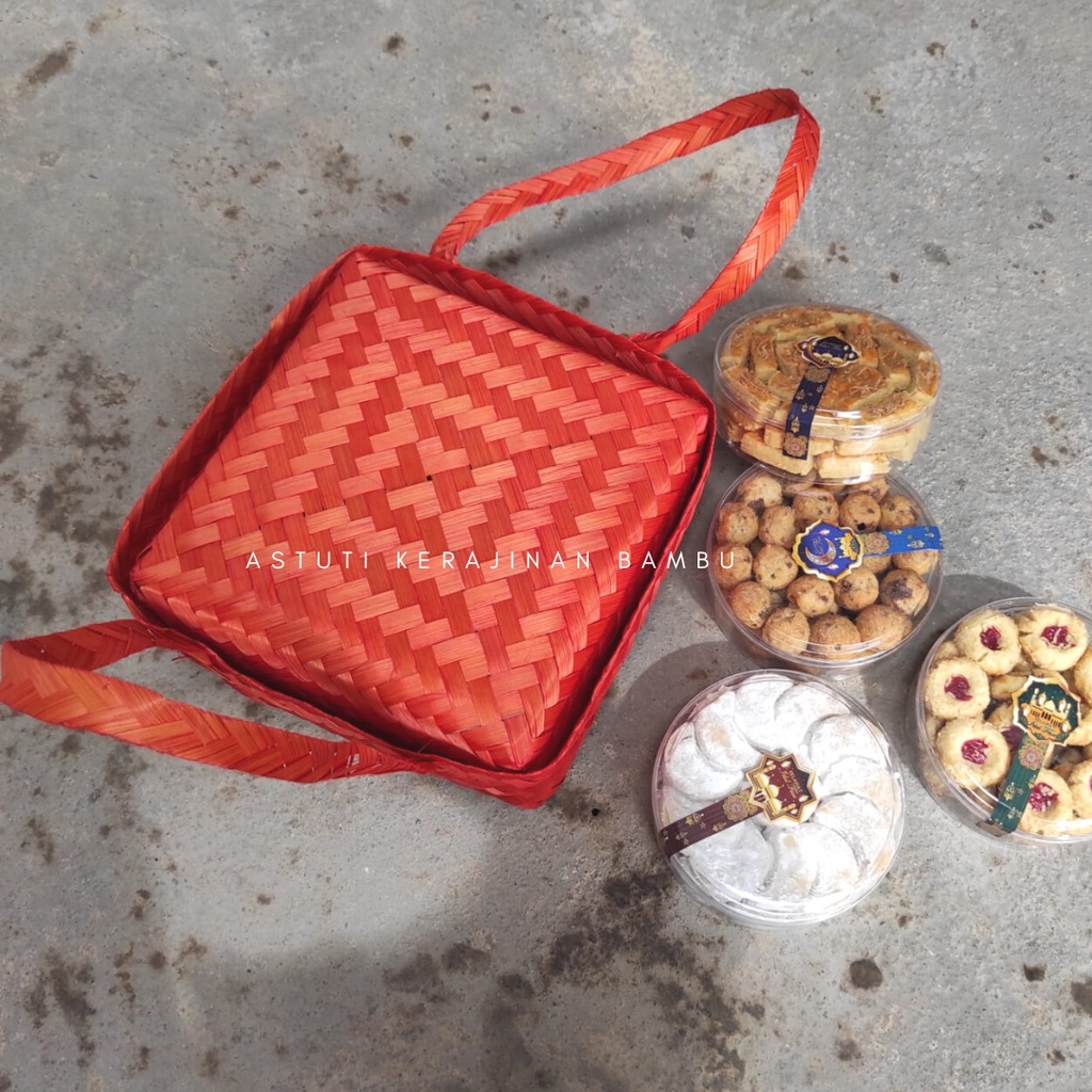 Besek JINJING 30 x 30 cm Warna/Besek Cangking Kekinian/Besek Jinjing Unik/Besek Warna/Besek Jumbo