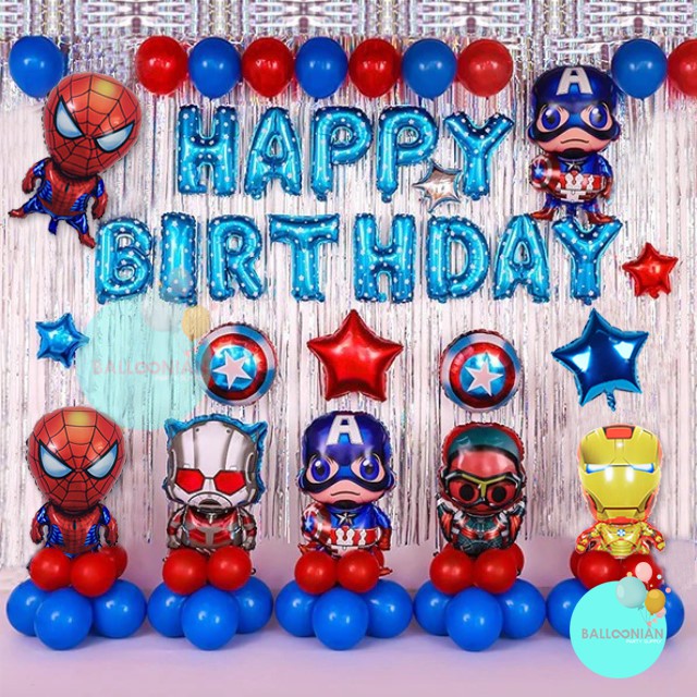 AVENGERS PREMIUM DEKORASI SET/BALON FOIL/BALON KARAKTER/PAKET DEKORASI ULANG TAHUN ANAK LAKI