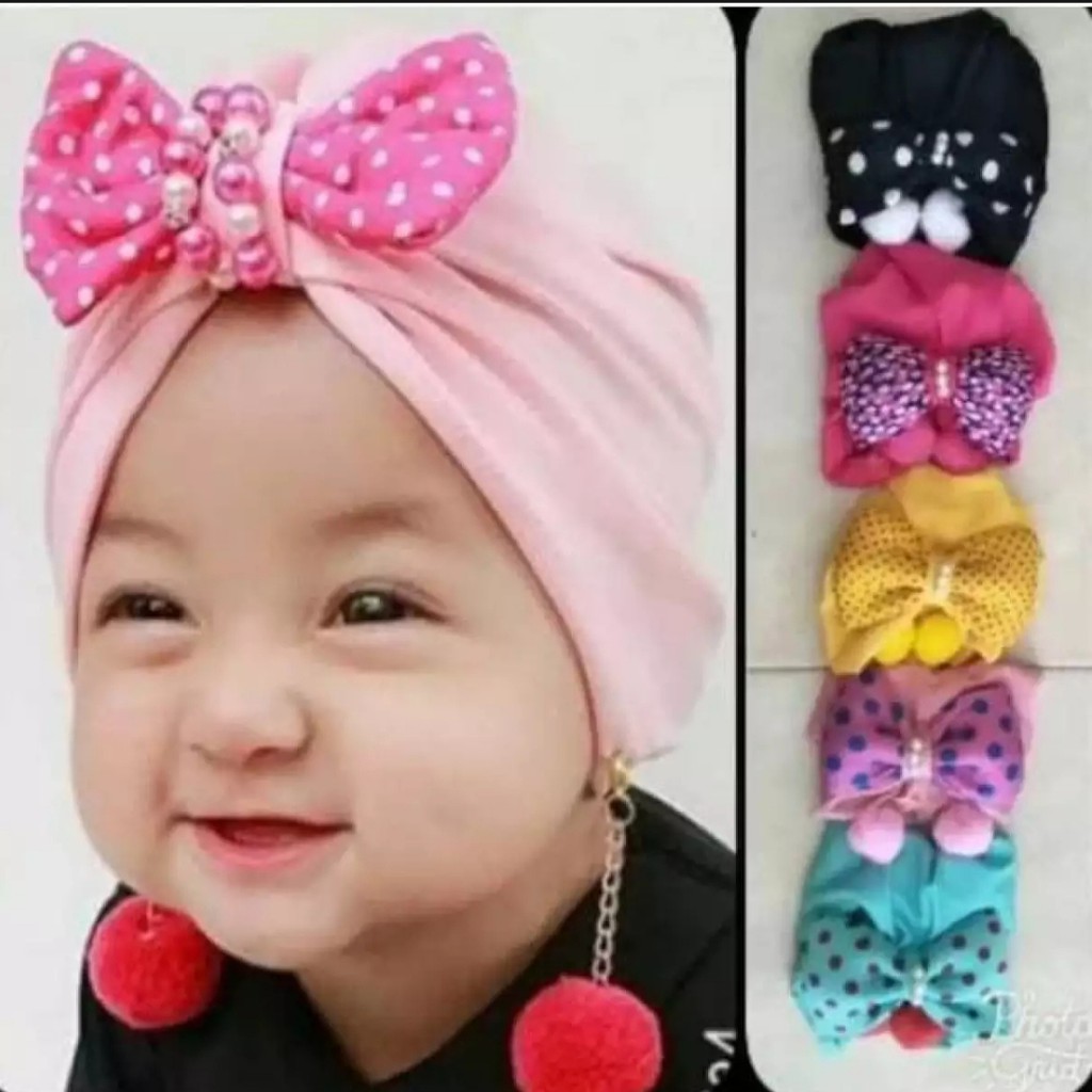 turban anak TURBAN PITA POMPOM turban bayi kerudung anak / PUSAT JILBAB CICALENGKA