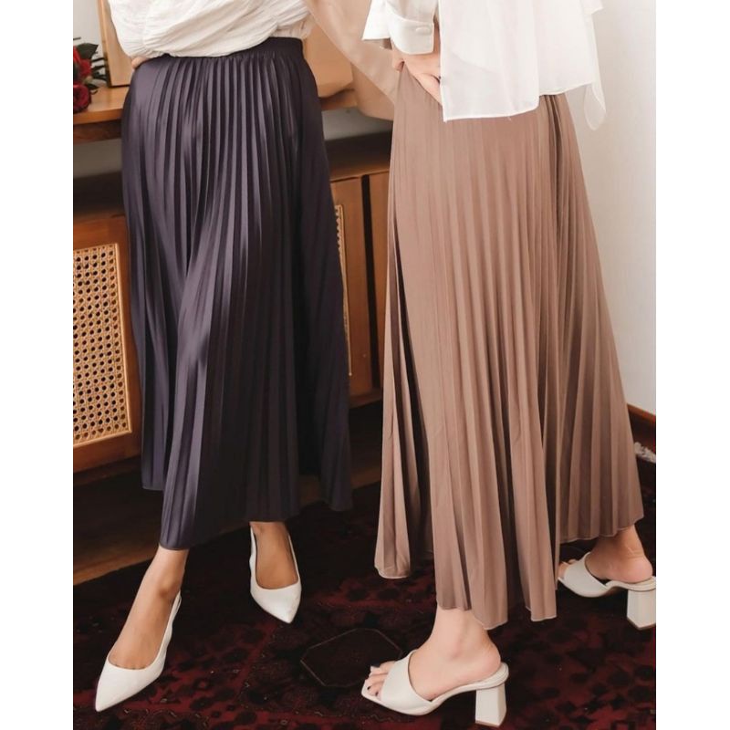 Rok Plisket Premium /Rok Panjang Rempel Besar/ Rok Plisket Premium Maxi Skirt