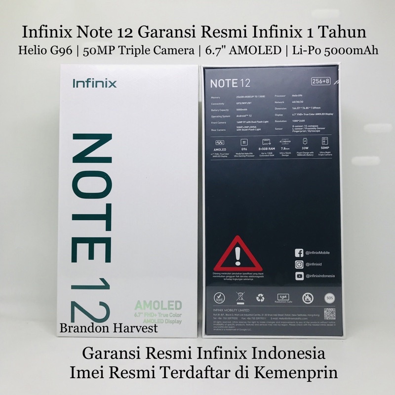 Infinix Note 12 [8GB+128GB - 8GB+256GB] Helio G96 | 50MP Triple Camera | 6.7&quot; AMOLED | 5000mAh | Garansi Resmi Infinix 1 Tahun