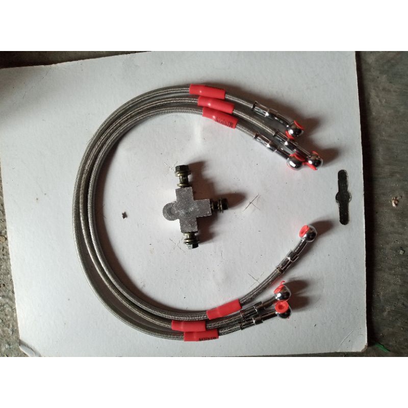 t cabang plus selang rem double cakram double disk costume