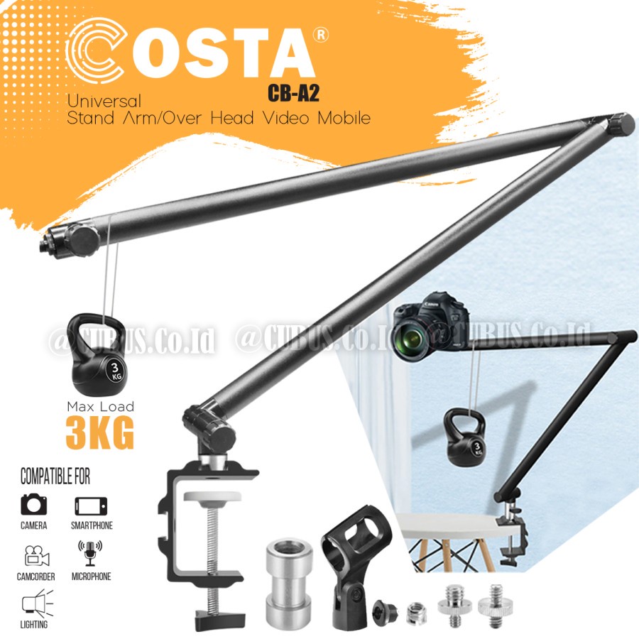 COSTA CB-A2 Boom Arm/OverHead/Table Stand Arm DSLR Kamera,Hp,light,Mic