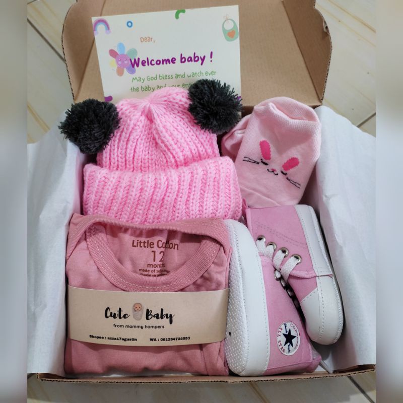 Termurah Paket Hampers Bayi / Hampers Baby / Parcel Baby / kado lahiran by cute baby-Paket manis pink