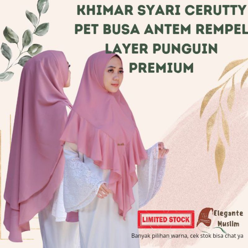 Khimar 2 Layer Jumbo Ceruty Kerudung Syari Jumbo Jilbab Khimar